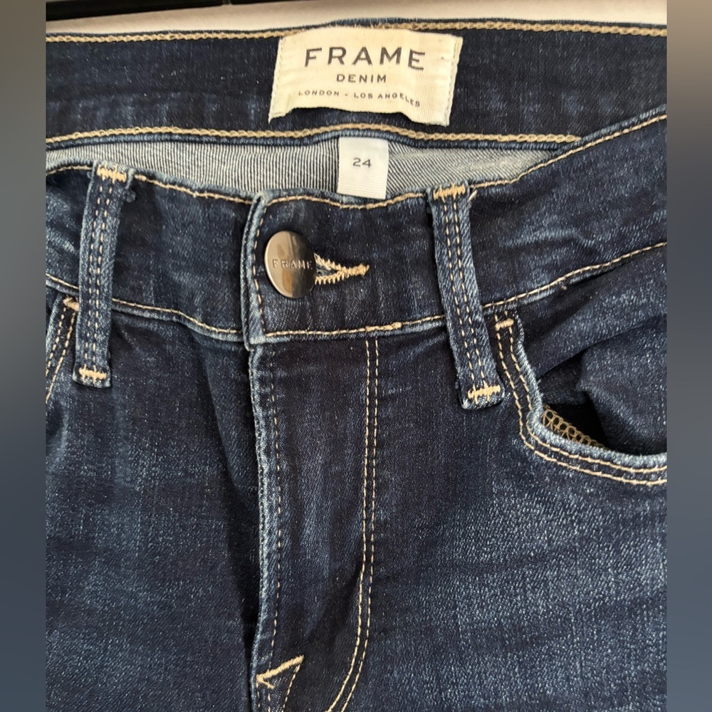 Frame Denim Dark Blue Straight Leg Jeans - Picture 2 of 6